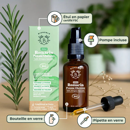 Soin pousse des cheveux à l'huile de Romarin - 50ml