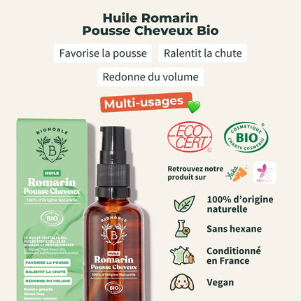 Soin pousse des cheveux à l'huile de Romarin - 50ml