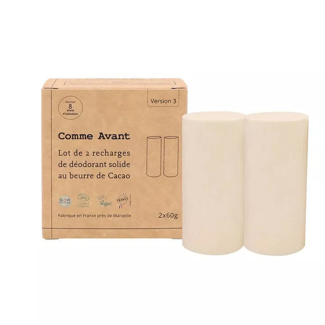 2 recharges - Déodorant solide au beurre de cacao