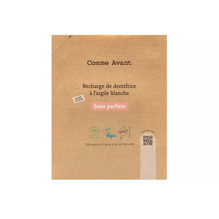 Recharge 180 ml - Dentifrice bio en pâte à l'argile blanche - sans fluor
