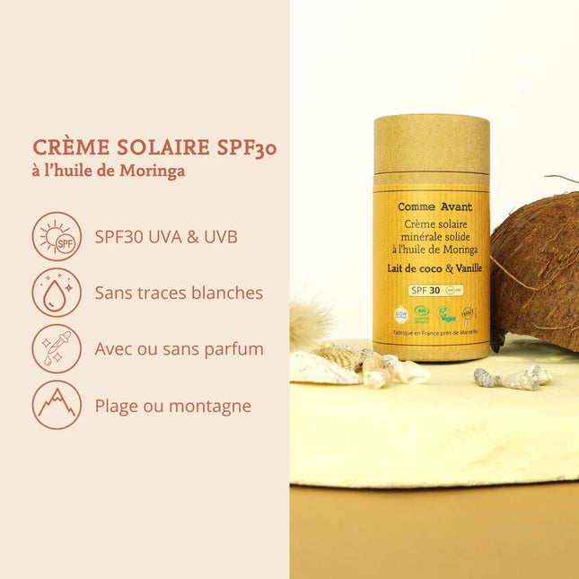 Crème solaire minérale SPF30 solide