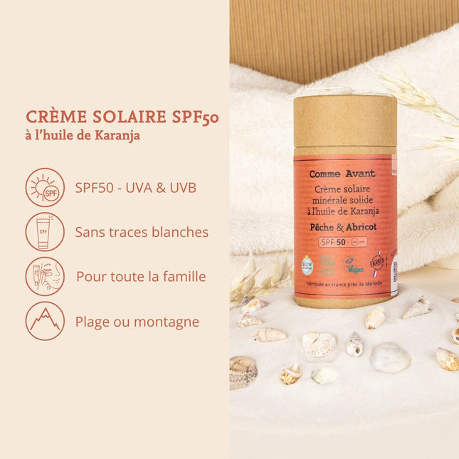 Crème solaire minérale SPF50 solide