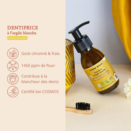 Dentifrice en pâte au charbon végétal et citron