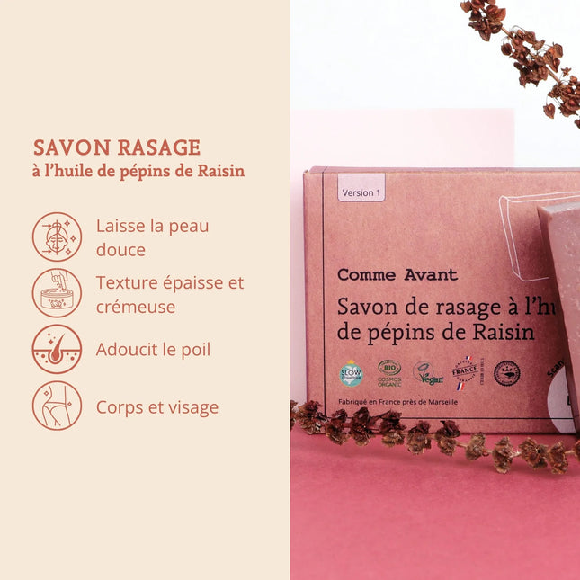 Savon de rasage à l'huile de pépins de raisin