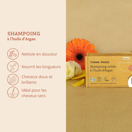 Shampoing solide à l'huile d’argan bio (cheveux secs)