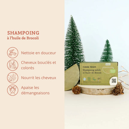 Shampoing solide à l'huile de brocoli (cheveux abîmés/blouclés)