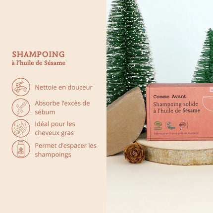 Shampoing solide bio à l'huile de sésame (cheveux gras)