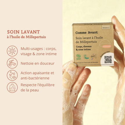 Soin lavant intime solide à l'huile de Millepertuis