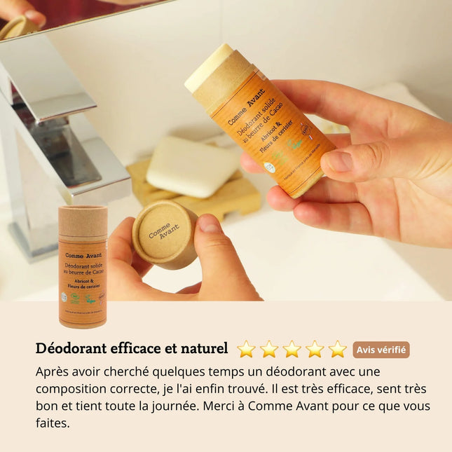 Déodorant solide au beurre de cacao - Abricot & fleurs de cerisier