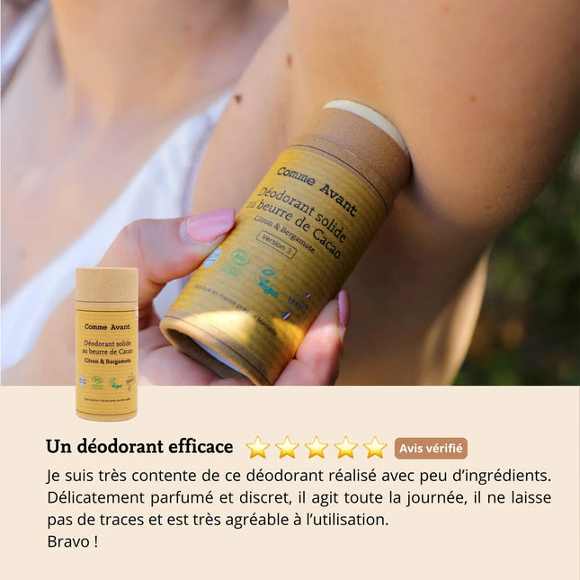 Déodorant solide au beurre de cacao - Citron & bergamote