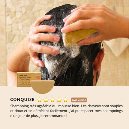 Shampoing solide à l'huile d’argan bio (cheveux secs)