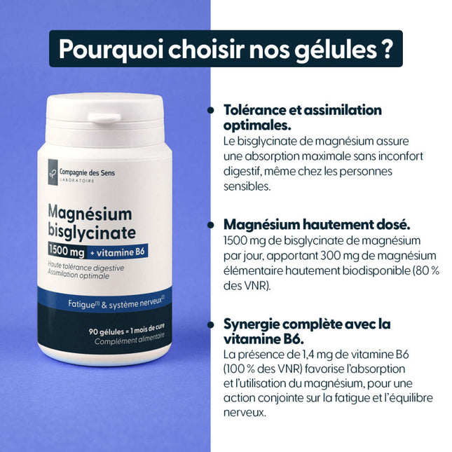 Magnésium bisglycinate 1500 mg & Vitamine B6 - Assimilation optimale