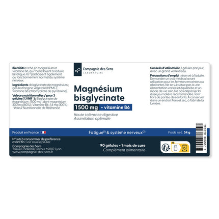 Magnésium bisglycinate 1500 mg & Vitamine B6 - Assimilation optimale