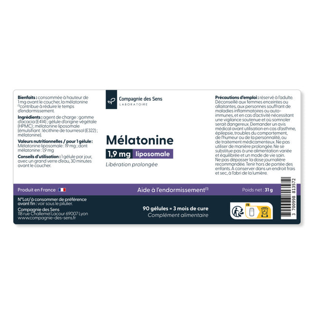 Mélatonine liposomale 1,9mg - Libération prolongée