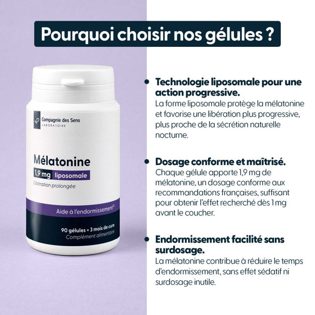 Mélatonine liposomale 1,9mg - Libération prolongée
