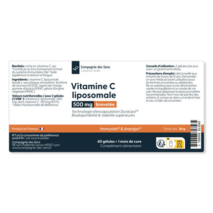 Vitamine C liposomale DuraLipo™ 500 mg - Biodisponibilité supérieure