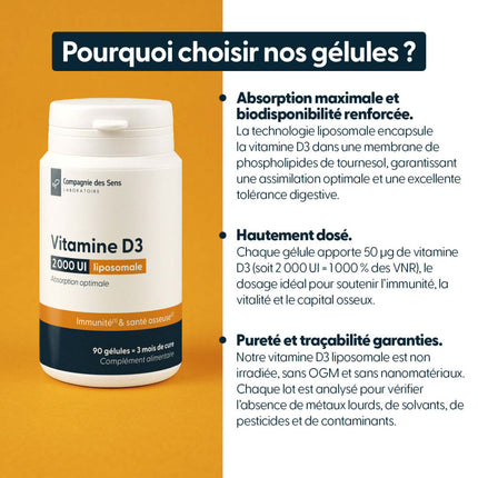 Vitamine D3 liposomale (Cholécalciférol) - 2000 UI