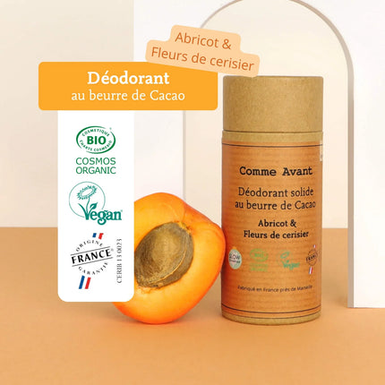 Déodorant solide au beurre de cacao - Abricot & fleurs de cerisier
