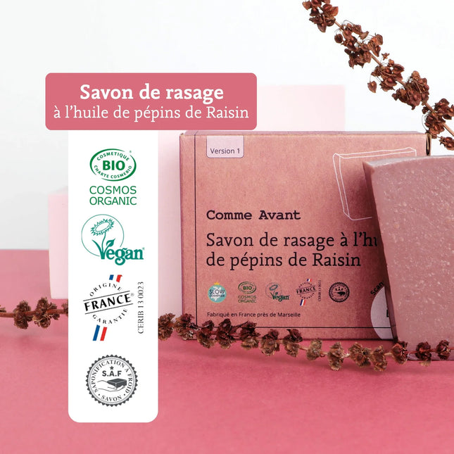 Savon de rasage à l'huile de pépins de raisin