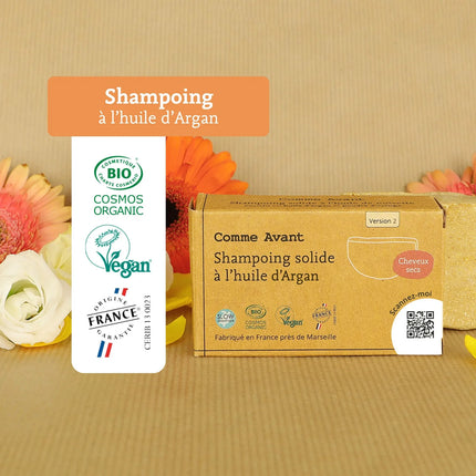 Shampoing solide à l'huile d’argan bio (cheveux secs)