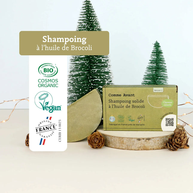 Shampoing solide à l'huile de brocoli (cheveux abîmés/blouclés)