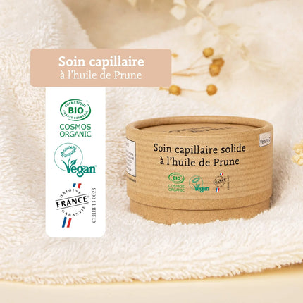 Soin capillaire solide à l'huile de prune bio