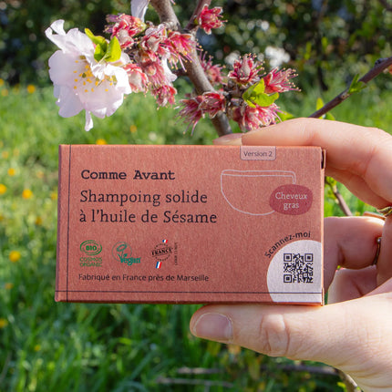 Shampoing solide bio à l'huile de sésame (cheveux gras)