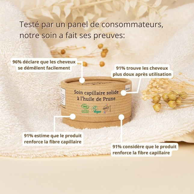 Soin capillaire solide à l'huile de prune bio